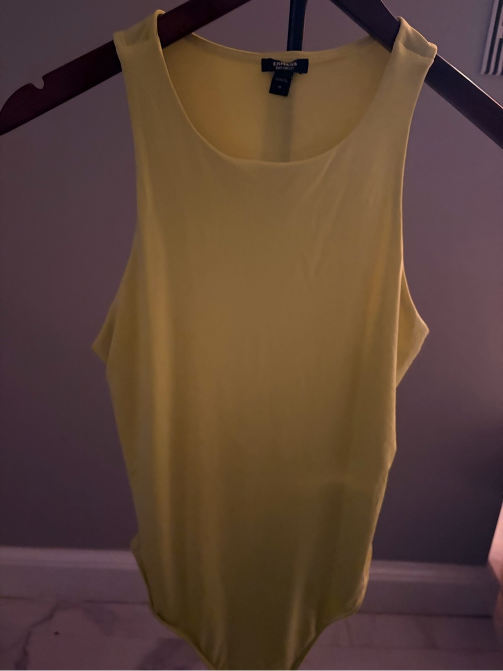 Express Lemon Yellow Sleeveless Scoop-Neck Bodysuit